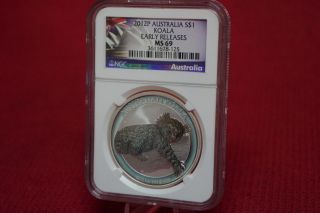 2012 P Australian Koala Coin 1oz Silver.  999 Ms69 Early Release Stunning Ak12p photo