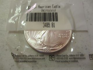 1991 American Eagle Silver Dollar - Uncirculated - 1 Oz (. 999) Fine Silver photo