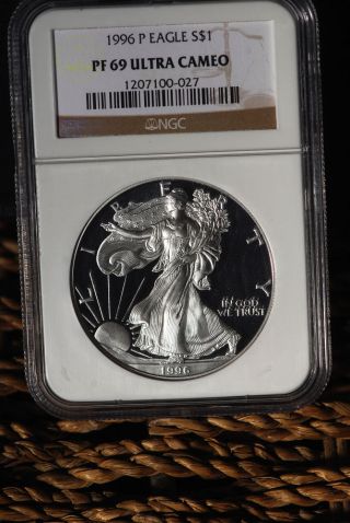 1996 P Proof Silver American Eagle Graded Pf 69 Ultra Cameo By Ngc photo