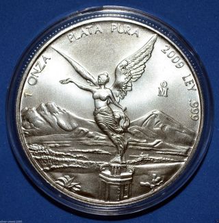 2009 Mexican Libertad 1 Oz.  999 Pure Silver Coin Brilliant Uncirculated photo