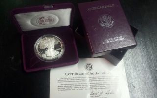 1992 Silver American Eagle Proof Coin And Papers photo