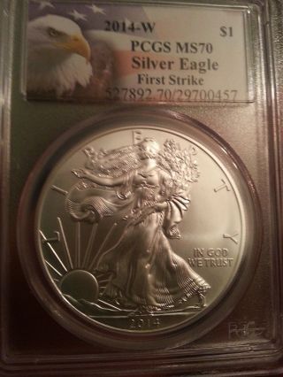 2014 Silver American Eagle Ms70 Fs Pcgs Eagle Label Burnished West Point photo