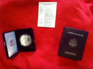 1990 S Proof American Eagle One Dollar 1 Oz.  999 Silver Coin W/ & Ogp photo