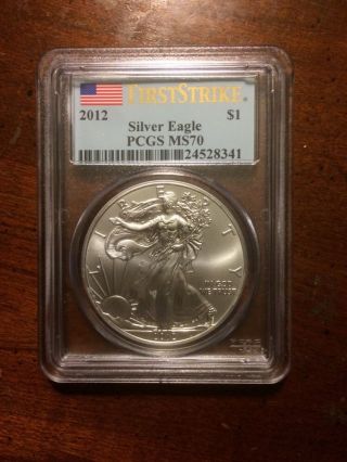 2012 Silver American Eagle Ms 70 Pcgs First Strike Coin 8054 photo