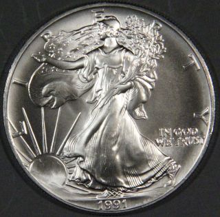 1991 American Silver Eagle 1.  0 T.  O.  Silver Coin Brilliant Uncirculated Se5 photo