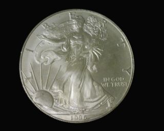 1996 American Silver Eagle Dollar 1 Ounce Coin (. 999 Fine Silver) - photo