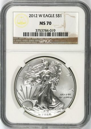 2012 - W Silver American Eagle $1 Ngc Ms70 photo