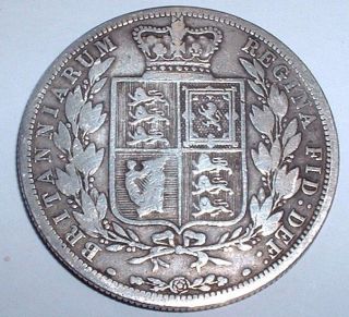 Rare 1885 Britain - Silver Half Crown - Queen Victoria - photo