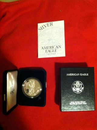 1999 P Proof American Eagle One Dollar 1 Oz.  999 Silver Coin W/ & Ogp photo