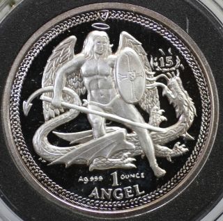 2010 Isle Of Man Angel High Relief 1 Oz Fine Silver Coin & Capsule photo