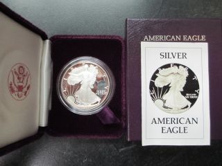 1986 Proof Silver American Eagle $1 1 Oz Silver W/coa And Boxes photo