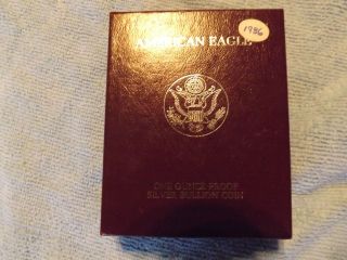 1986 American Silver Eagle Proof Coin - 1oz.  999 Fine Dollar Coa/box photo