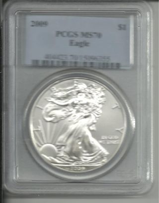 2009 American Silver Eagle 1oz.  Pcgs Ms70 X2 photo
