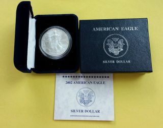 2002 - American Eagle 1oz Silver Coin (uncirculated) W / Boxes And photo