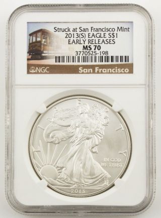 2013 Silver American Eagle Early Releases Ms70 San Francisco photo