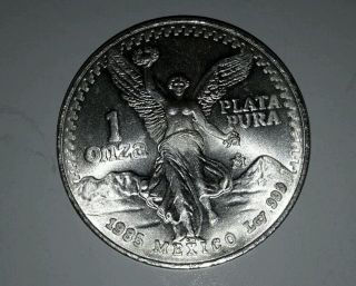 1985 Mexican Libertad Silver Bullion Coin,  1 Troy Ounce, .  999 Fine Silver photo