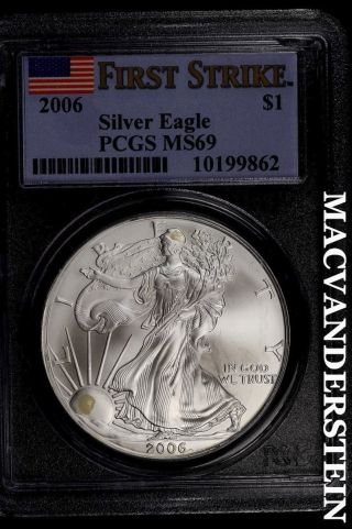 2006 American Silver Eagle - Pcgs Ms 69 Brilliant Uncirculated 191 photo