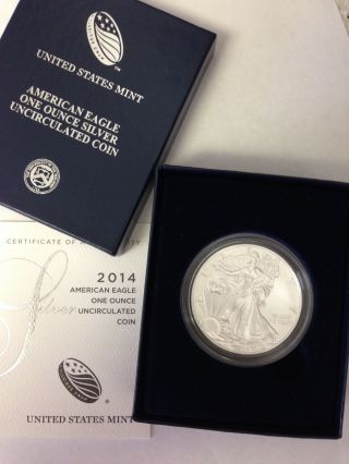 2014 W Burnished American Silver Eagle West Point Ogp&coa Uncirculated photo