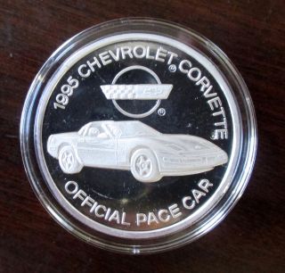 Corvette 1995 Indy Pace Car Silver 1 Ounce Proof Enviromint Lim.  Ed.  W/coa Boxed photo