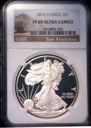 2012 S Us $1 Silver Eagle Proof Ngc Pf 69 Ultra Cameo photo
