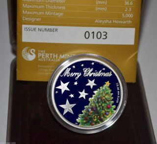 2013 Merry Christmas Australian Proof 1/2 Oz Silver Perth & photo