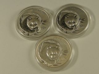 (3) 2003.  999 Fine Silver 1 Oz Chinese Silver Panda Bullion Round - A203 photo