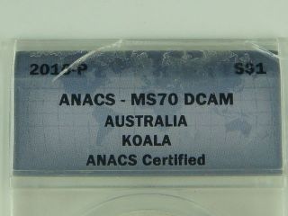 2010.  999 Fine Silver 1 Oz Australian Koala Anacs Ms70 Dcam - A203 photo