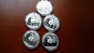 5 X 2011 1 Oz Silver Chinese Panda photo