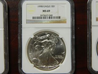 1998 American Silver Eagle Ngc - Ms69 Almost Perfect photo
