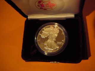 1989 American Silver Eagle Proof.  999 1oz Fine Silver W/box & S487 photo
