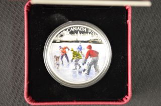 2014 Canada $20 Colorized Pond Hockey 1 Oz.  9999 Fine Silver photo
