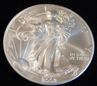 2002 American Silver Eagle Bullion Coin Rare Key Date Choice Gem Bu Nr photo