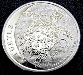 2014 1/2 Oz Silver Zealand $1 Niue Hawksbill Turtle - Bu.  999 Fine photo