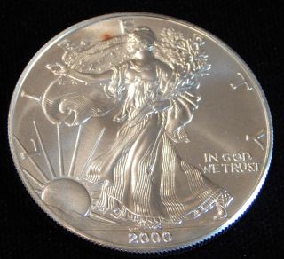 2000 American Silver Eagle Bullion Coin Rare Key Date Choice Gem Bu Nr photo
