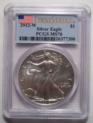 2012 - W Burnished Silver Eagle Pcgs Ms70 West Point Dollar First Strike Rare photo