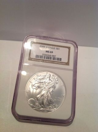 2008 - W Silver American Eagle Ngc Ms 69 photo