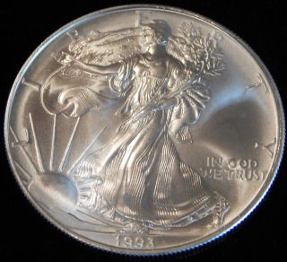 1993 American Silver Eagle Bullion Coin Rare Key Date Choice Gem Bu Nr photo