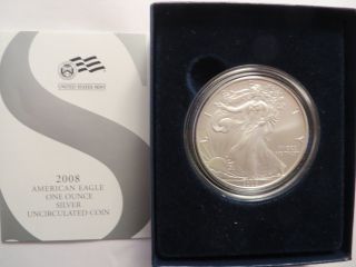 2008 W 1 Oz Silver American Eagle,  Uncirculated,  Packaging, photo