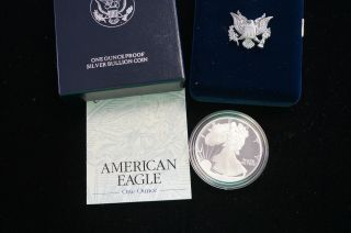 1994 P Proof Silver Eagle 1oz Fine Silver W/ Box & (gep photo
