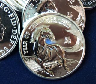 2014 Lunar Year Of The Horse.  999 Silver 1 Troy Oz.  Bu Coin,  Air Tight photo