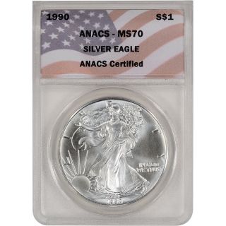 1990 American Silver Eagle - Anacs Ms70 photo