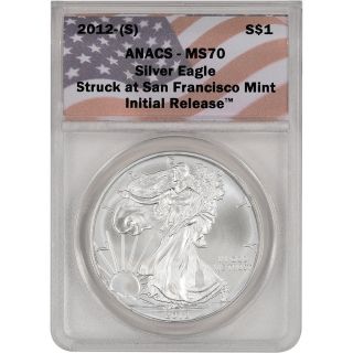 2012 - (s) American Silver Eagle - Anacs Ms70 - Initial Release photo