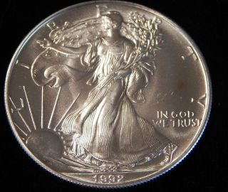 1992 American Silver Eagle Bullion Coin Rare Key Date Choice Gem Bu Nr photo