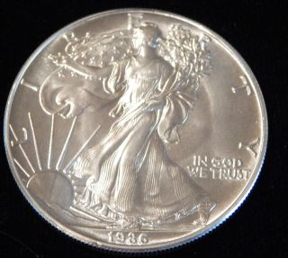 1986 American Silver Eagle Bullion Coin Rare Key Date Choice Gem Bu Nr photo