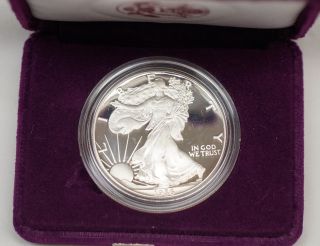 1986 - S American Eagle 1oz Fine Silver Dollar Proof $1 Coin W/ photo