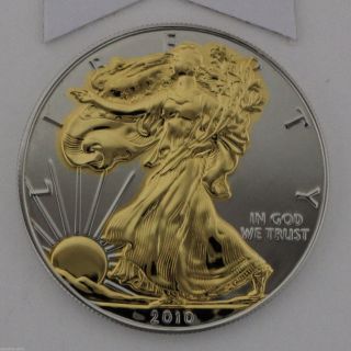 2010 American Silver Eagle Gold Color Enhancement Proof 01195406z photo