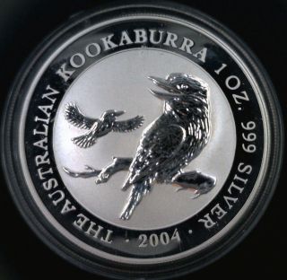 2004 Australian Kookaburra $1 1oz.  999 Fine Silver Gem Bu photo