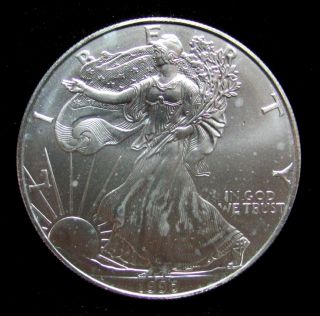1996 Silver American Eagle 1 Oz.  Bullion Coin.  999 Fine W/ Airtite Case 121106 photo