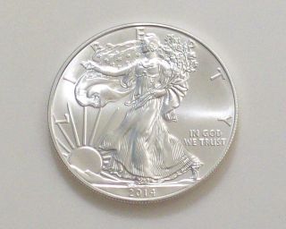 Uncirculated 2014 American $1.  00 Silver Eagle 1 Troy Oz.  Pure Silver photo