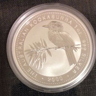 2000 Australian Kookaburra 1 Oz 999 Silver Coin photo